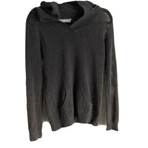Shirt 469 Womens Pullover Hoodie Knitted Sweater SZ XS Gray Linen/Cotton Blend
